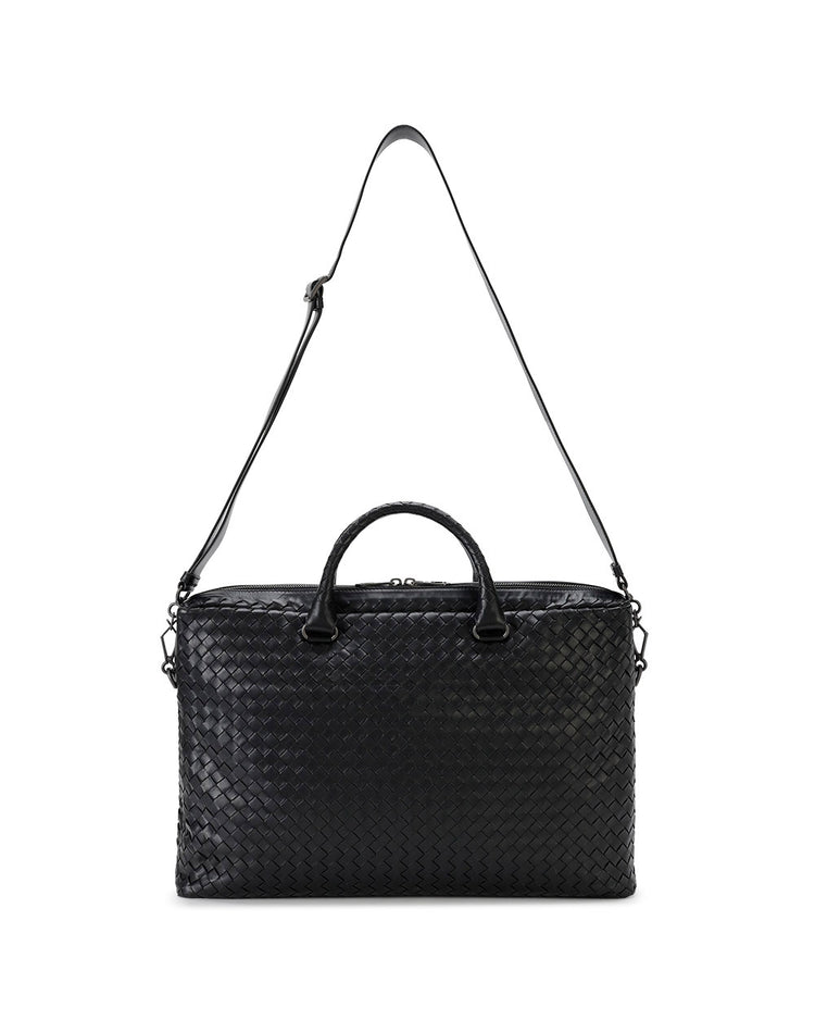 Woven leather briefcase
