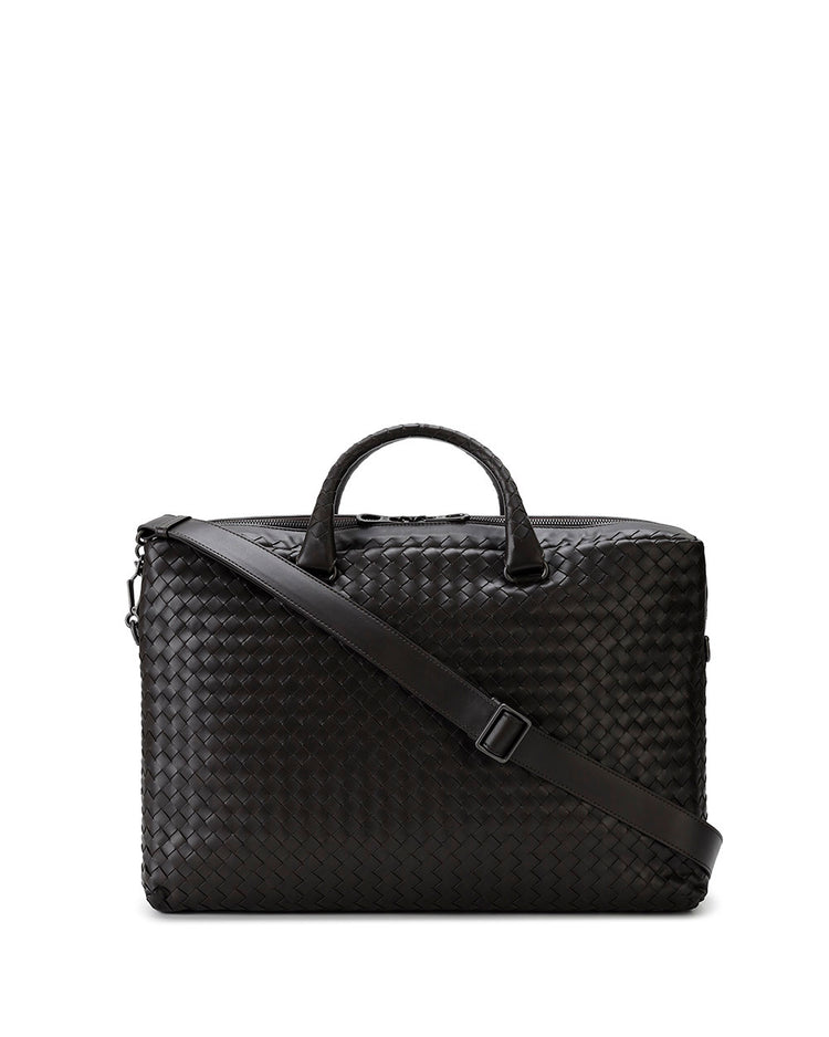 Woven leather briefcase