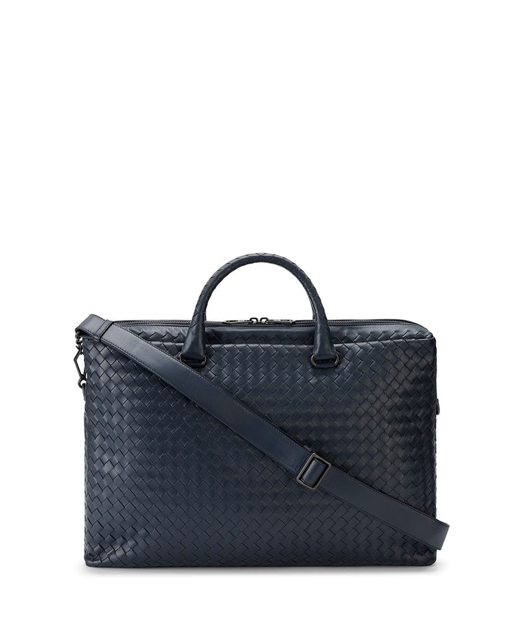 Woven leather briefcase