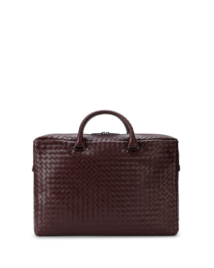 Woven leather briefcase