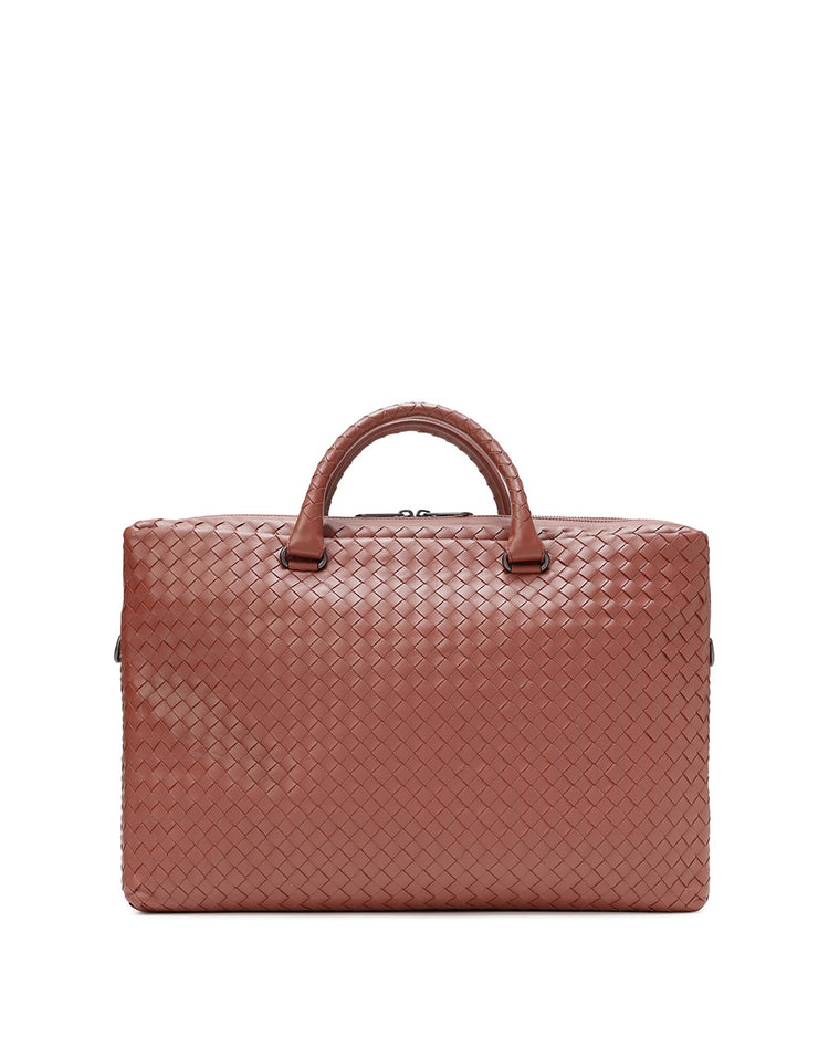 Woven leather briefcase