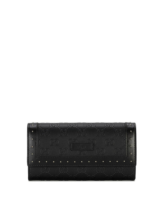 Double G Leather Studded Long Wallet Wallet