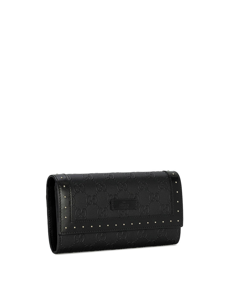 Double G Leather Studded Long Wallet Wallet