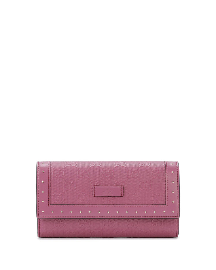 Double G Leather Studded Long Wallet Wallet