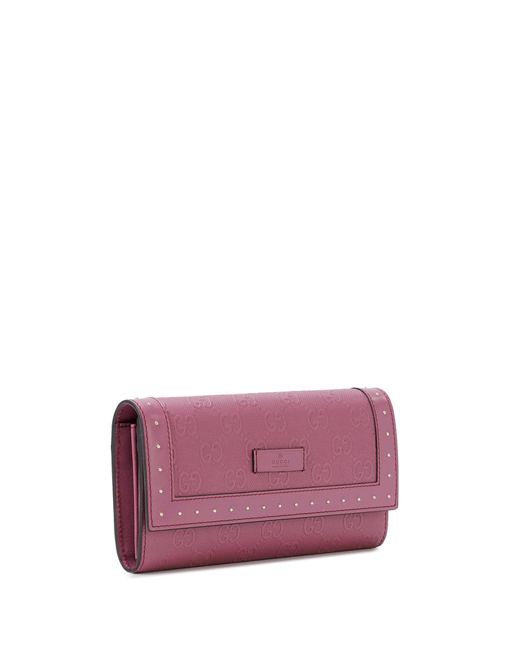 Double G Leather Studded Long Wallet Wallet