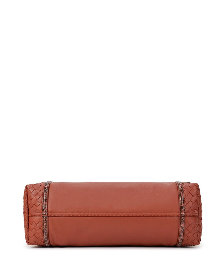 Woven leather handbag