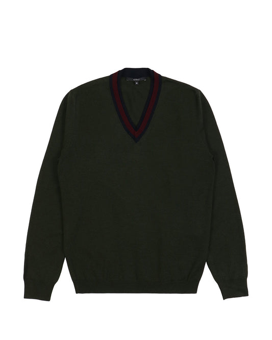 羊毛長袖 V 領毛衣