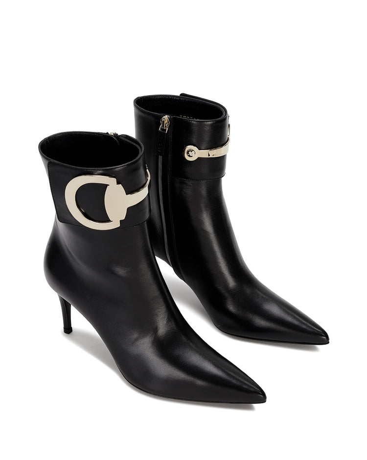 Leather High Heel Ankle Boots