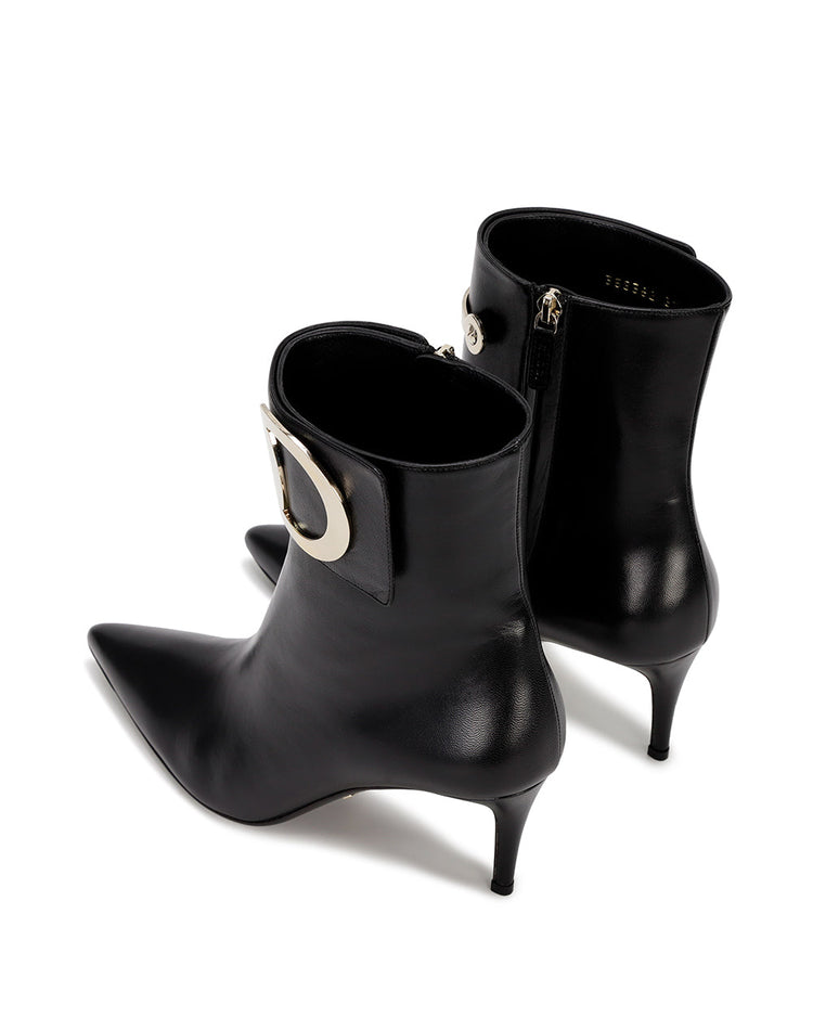 Leather High Heel Ankle Boots