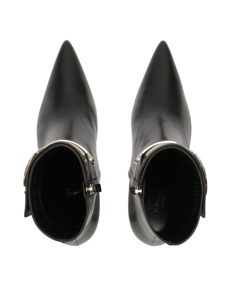 Leather High Heel Ankle Boots