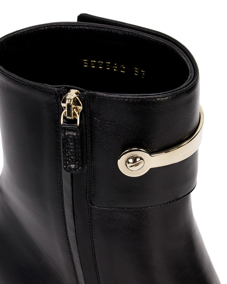 Leather High Heel Ankle Boots