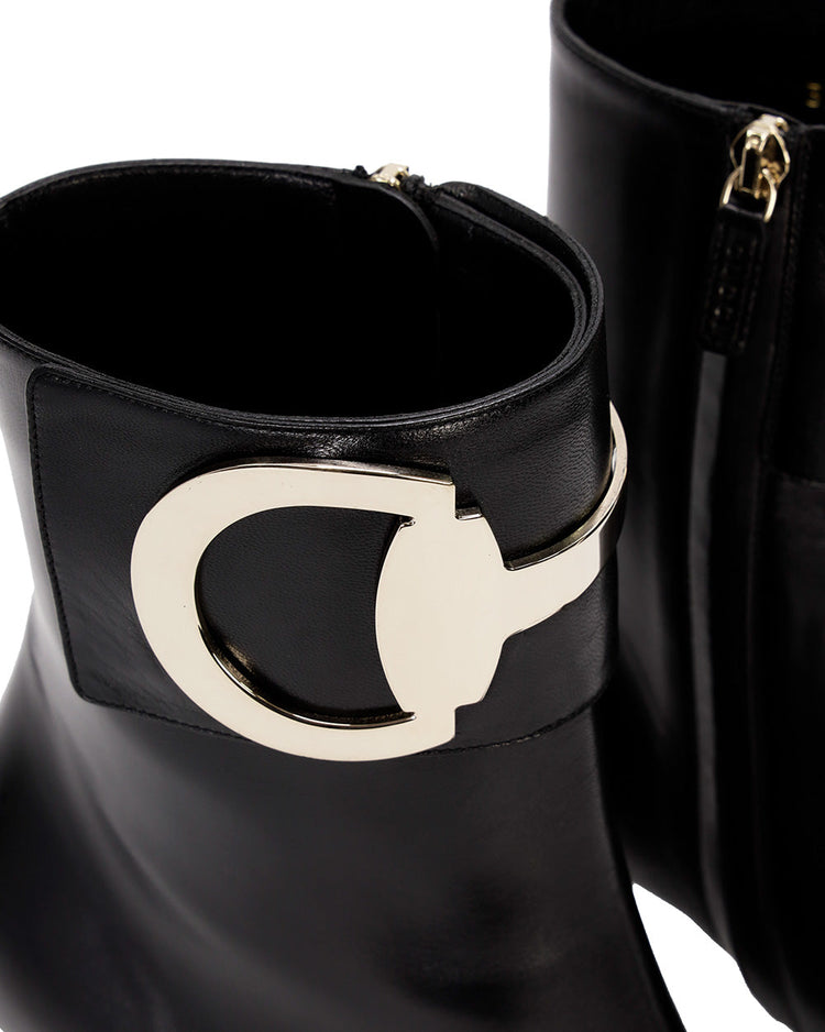 Leather High Heel Ankle Boots
