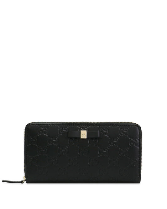 GG Logo Print Zip Around Leather Long Wallet