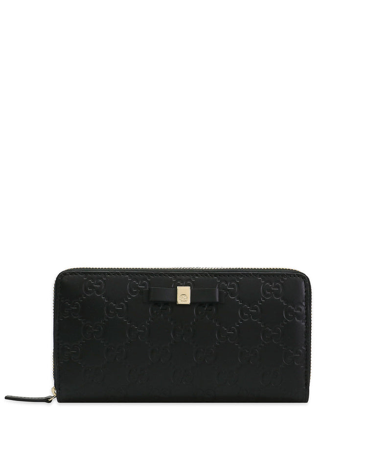 GG Logo Print Zip Around Leather Long Wallet