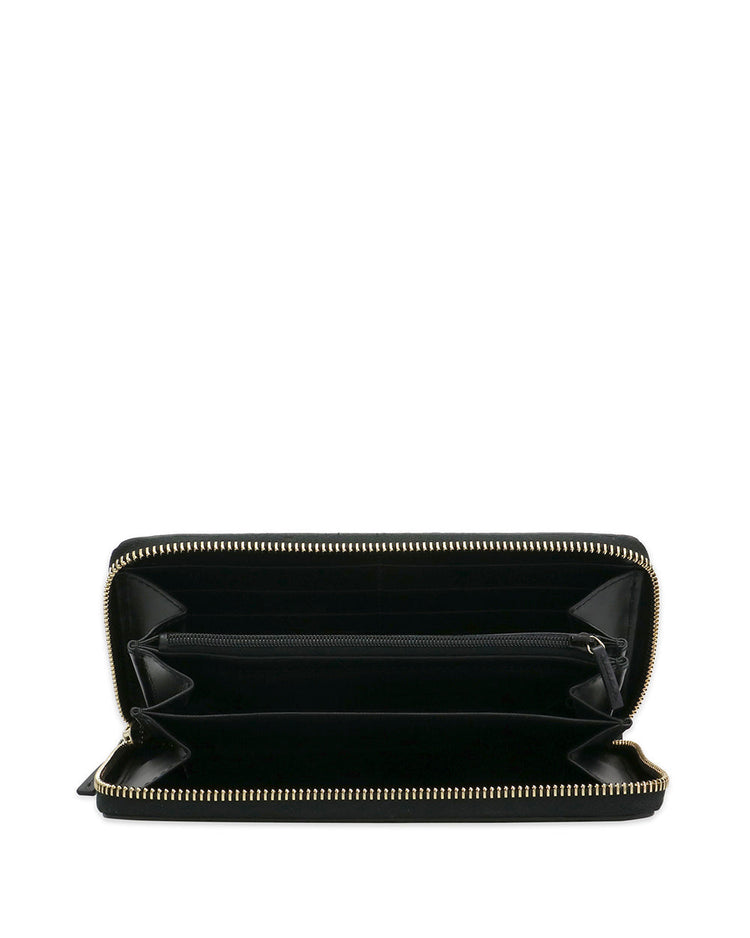 GG Logo Print Zip Around Leather Long Wallet