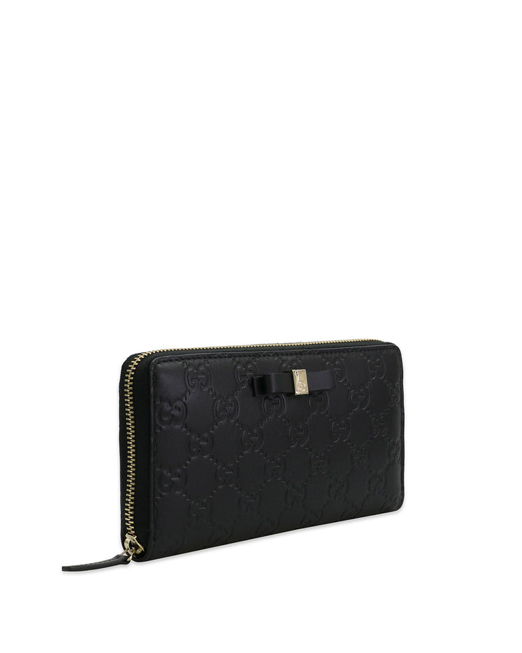 GG Logo Print Zip Around Leather Long Wallet