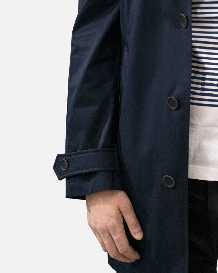 Cotton Blue Long Trench Coat - ISSI Outlet