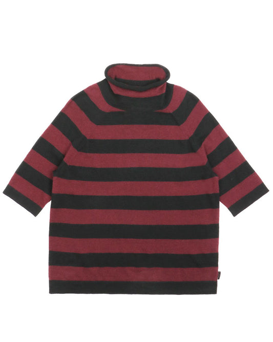 Crew Neck Stripe Short Sleeves Sweater