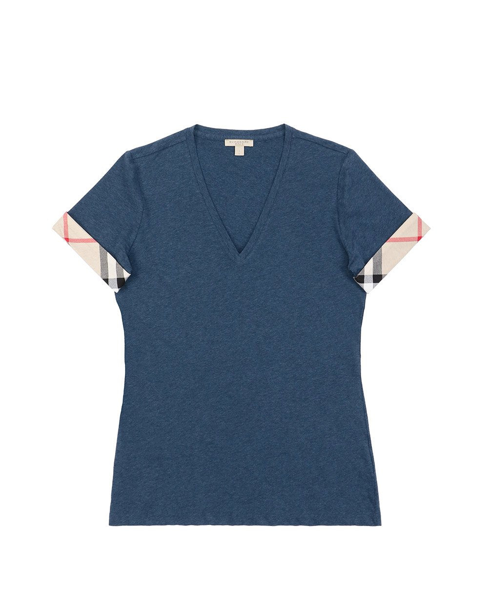 Checked V-Neck Short Sleeves T-Shirt - ISSI Outlet