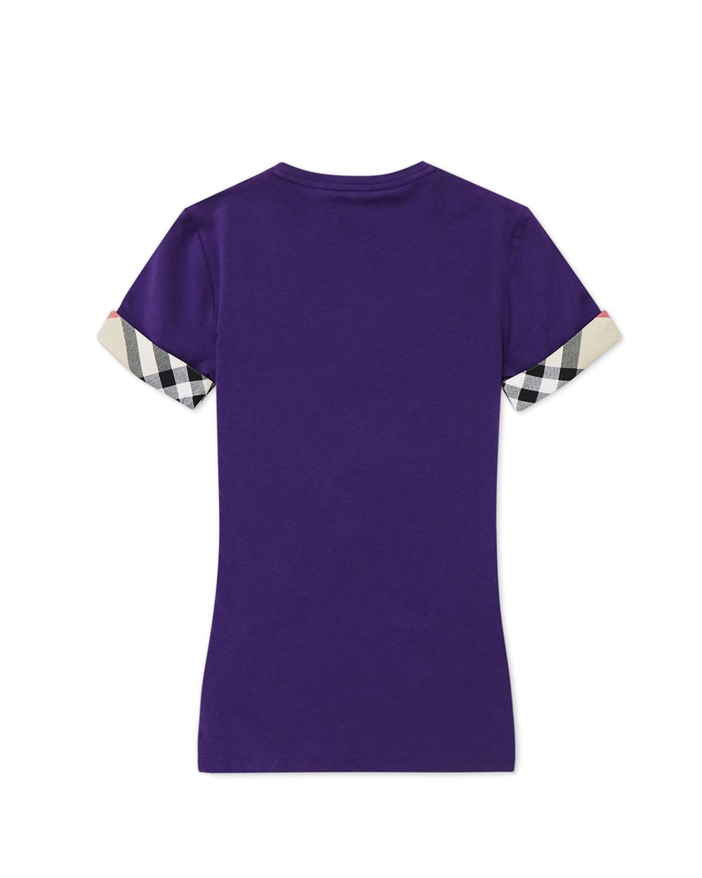 Check Cuff V-Neck Short Sleeves T-shirt - ISSI Outlet