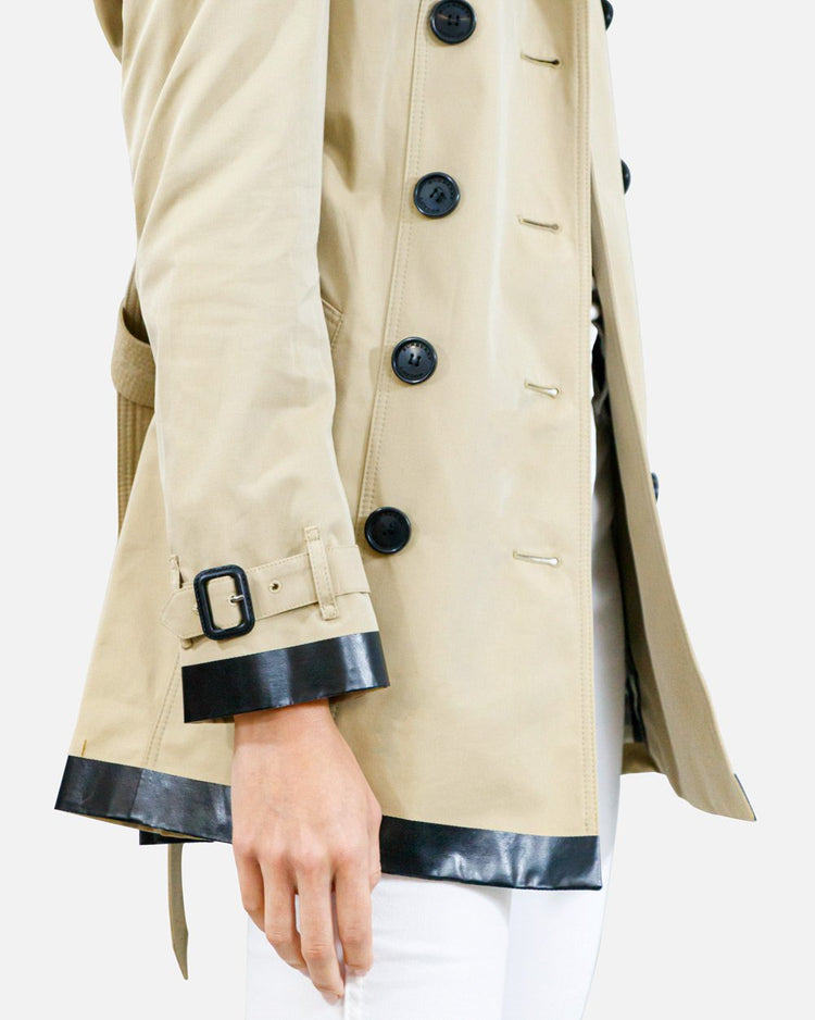 Mid-length Color Block Trench Coat