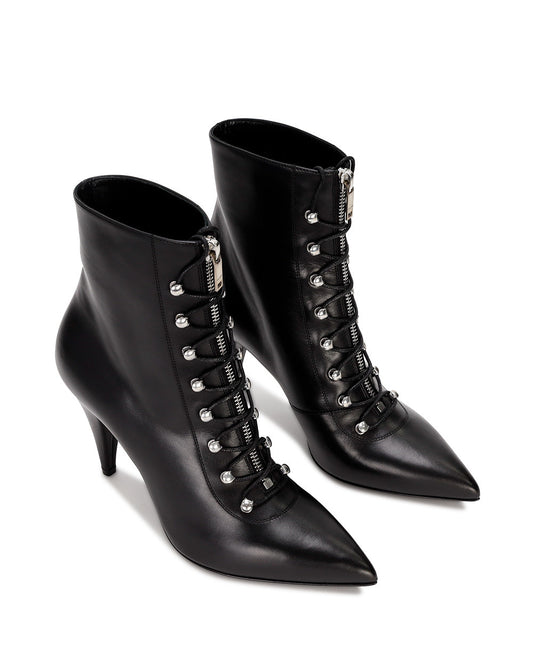 Leather High Heel Ankle Boots