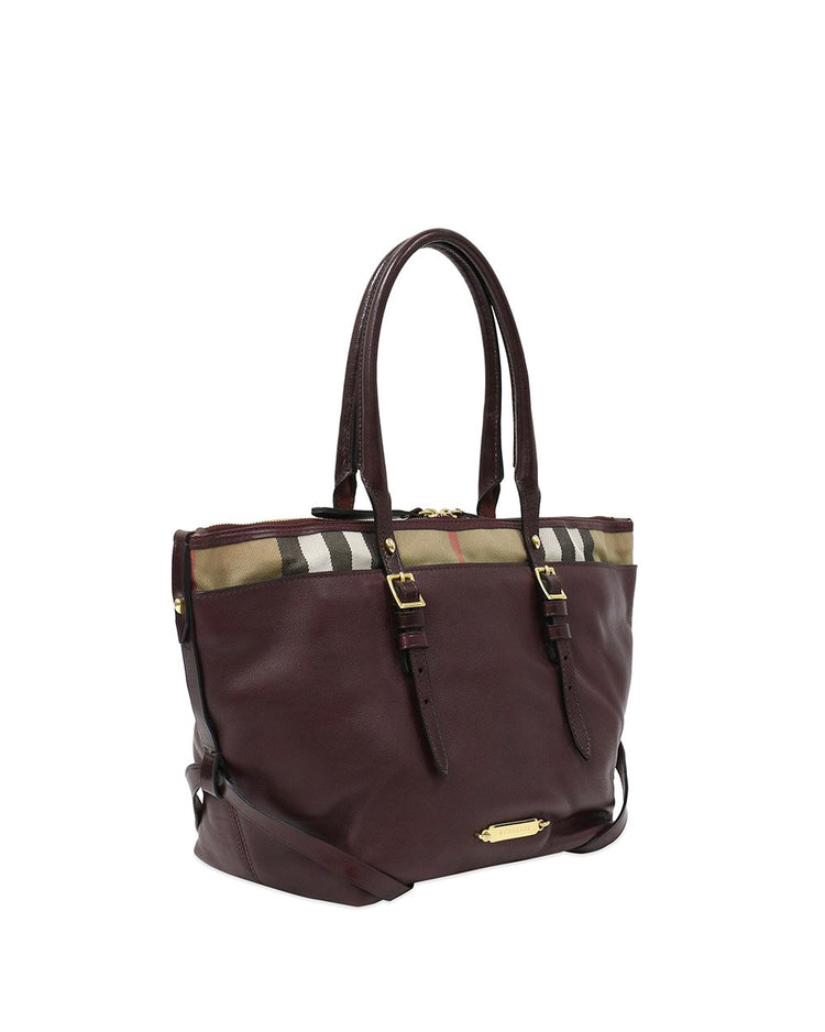 Check Canvas & Leather Handbag - ISSI Outlet