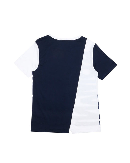Asymmetric Contrast Letter Print T-Shirt - ISSI Outlet