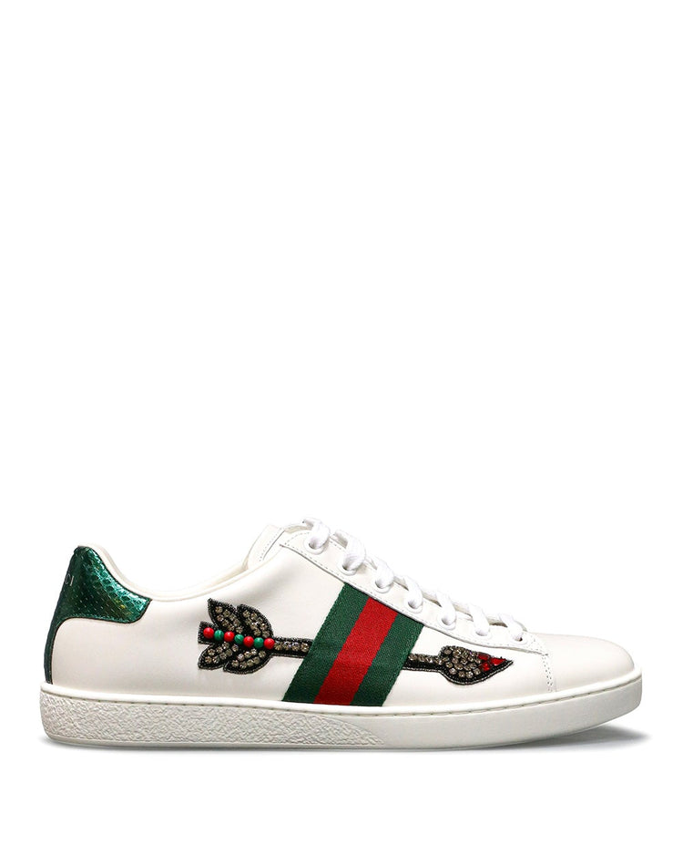 Gucci Women's Ace Embroidered Crystal Arrow Sneakers