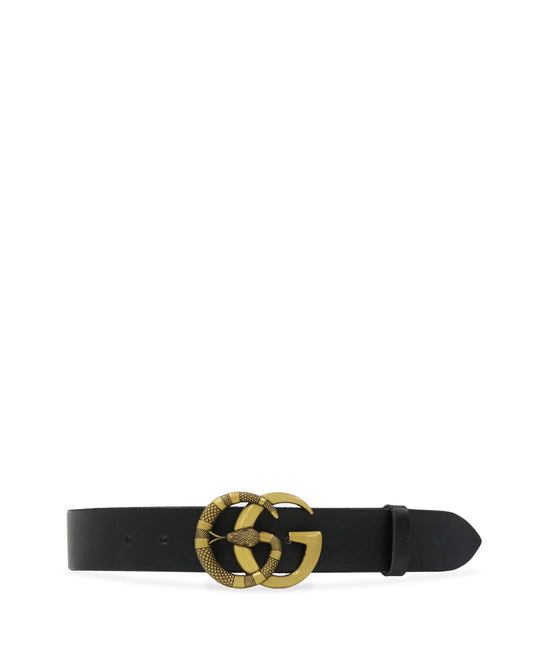 Double G Buckle and Snake Pattern Leather Belt