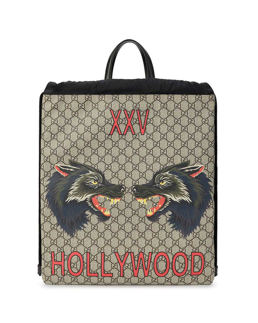 狼印花 GG Supreme 抽繩背包