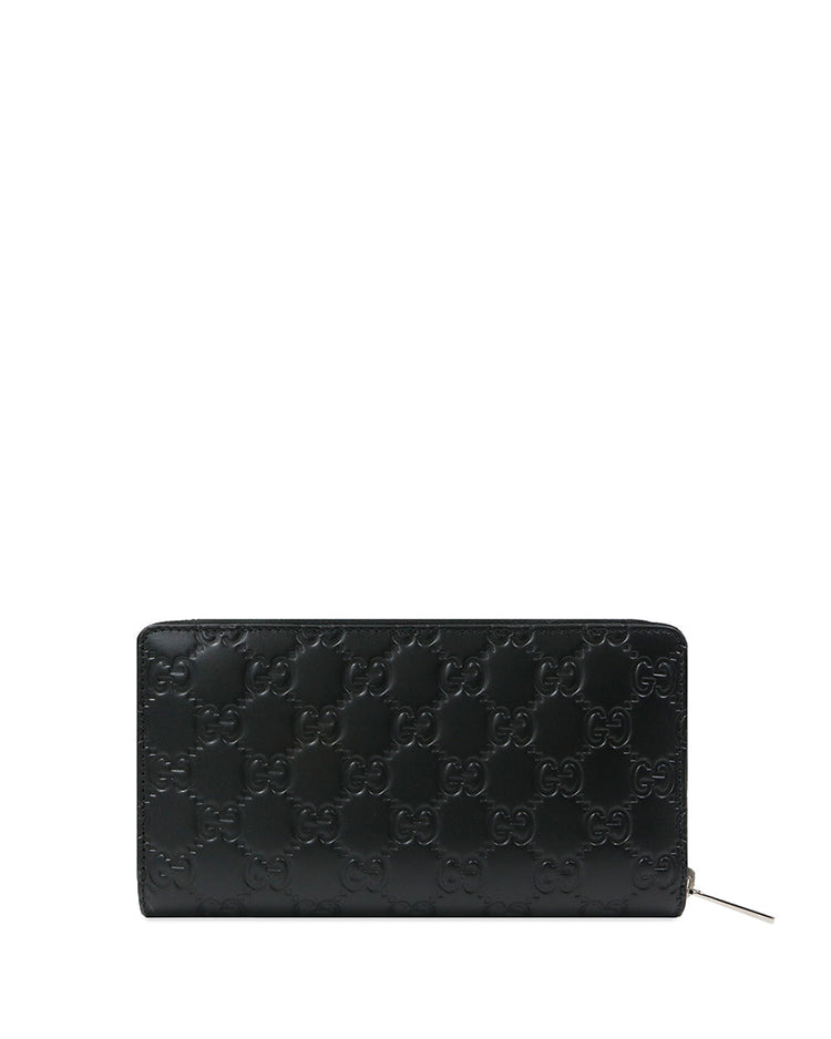Signature Embossed Leather Zip Wallet