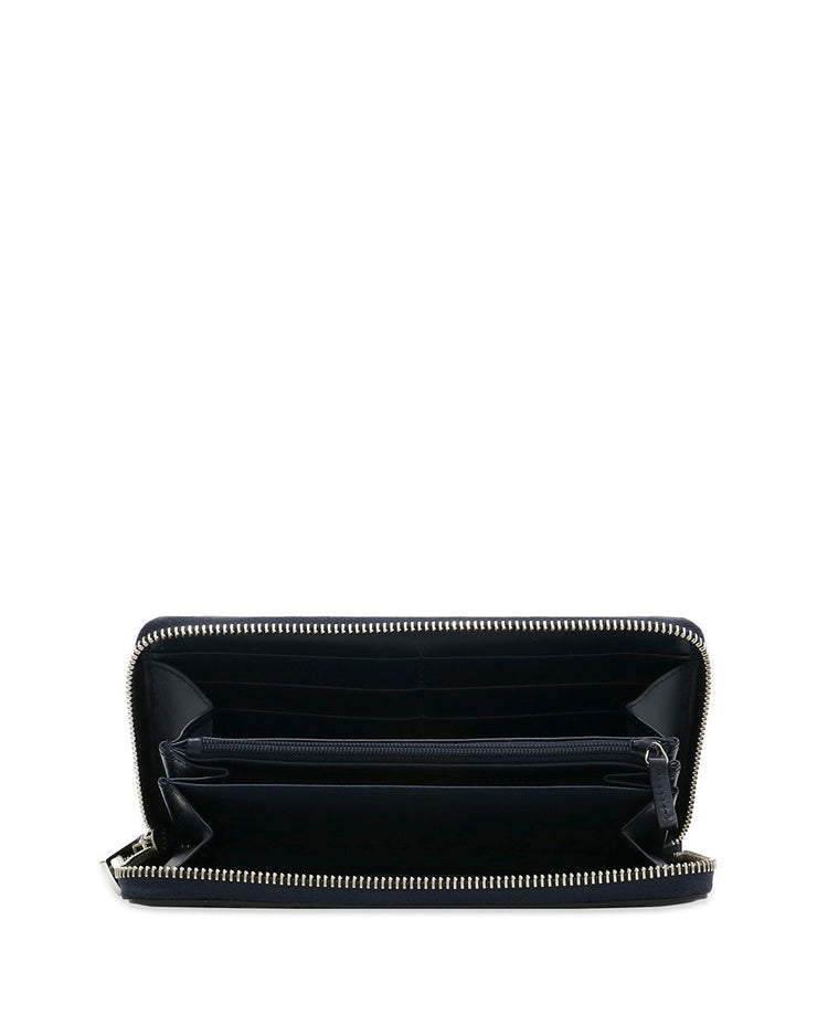 Signature Embossed Leather Zip Wallet