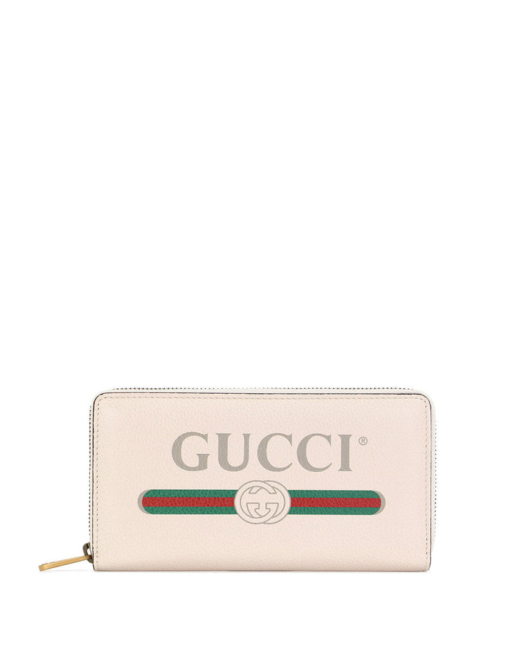 Print Leather Zip Around Wallet