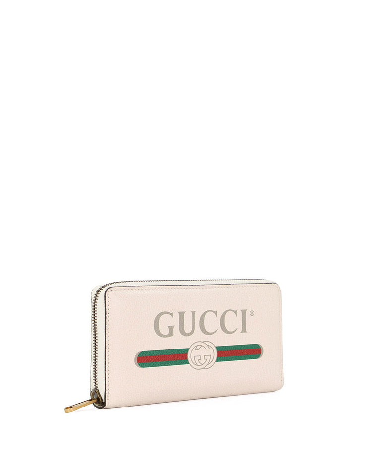 Print Leather Zip Around Wallet