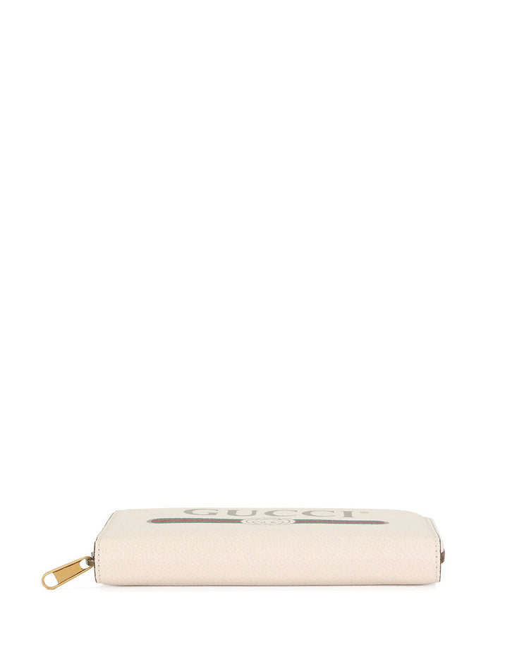 Print Leather Zip Around Wallet