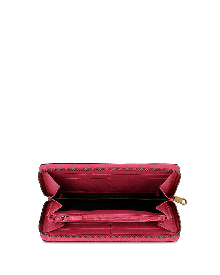 Print Leather Zip Around Wallet
