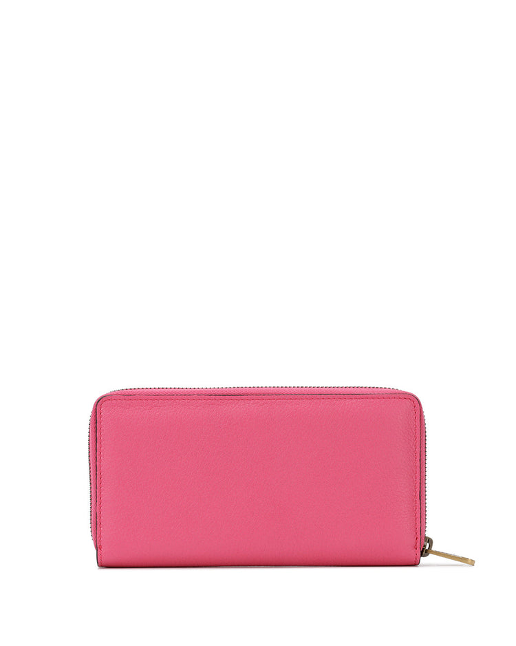 Print Leather Zip Around Wallet