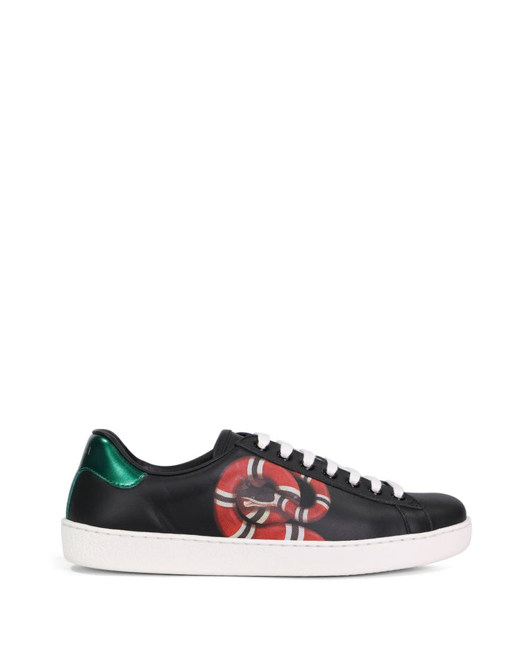 Gucci New Ace Embroidered-snake Leather Sneakers