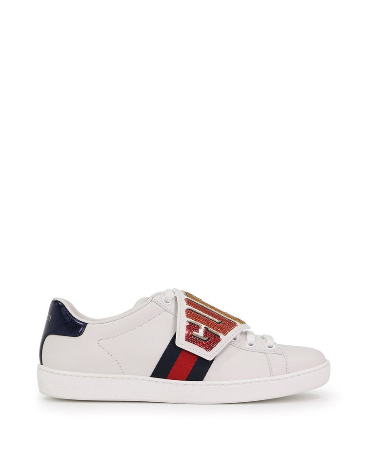 Gucci New Ace Sequin-embellished Leather Sneakers