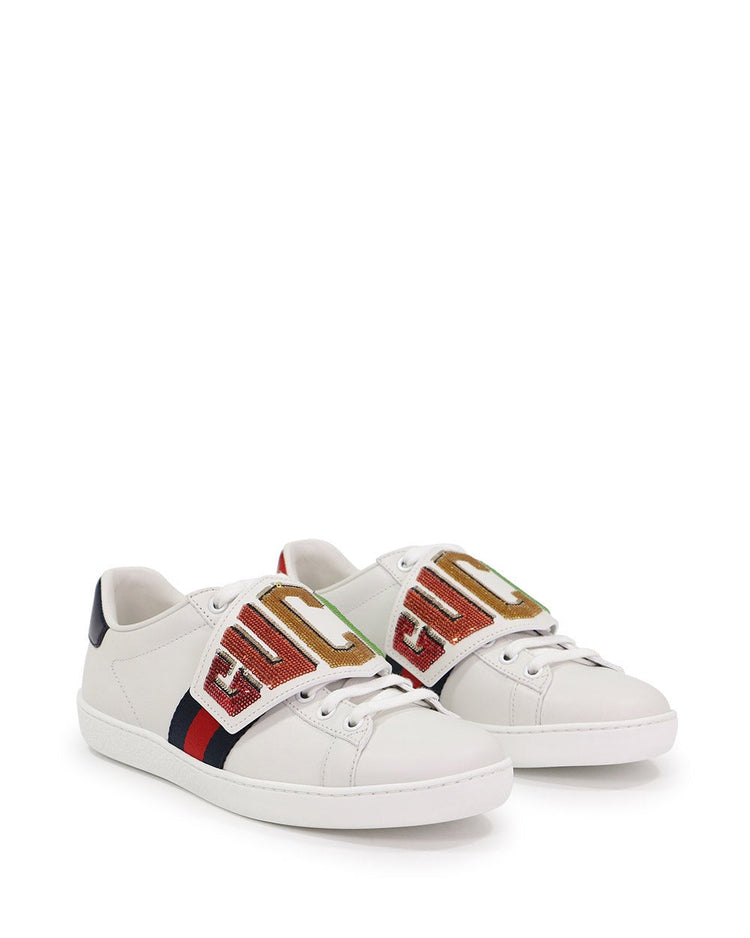 Leather Letter Applique Casual Sneakers