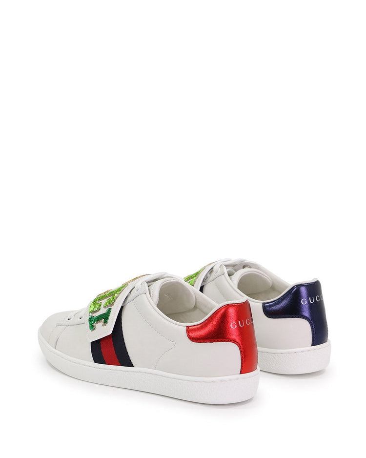 Leather Letter Applique Casual Sneakers