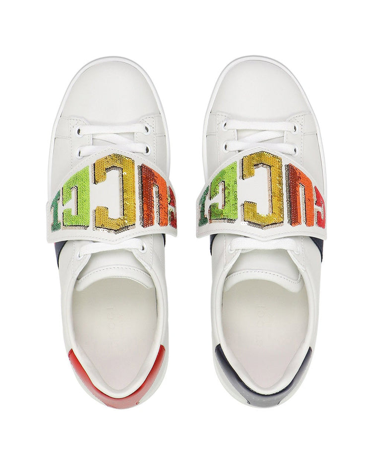 Leather Letter Applique Casual Sneakers