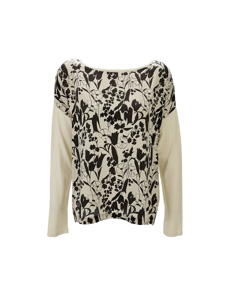 Patterned Long Sleeve Crew Neck Sweater