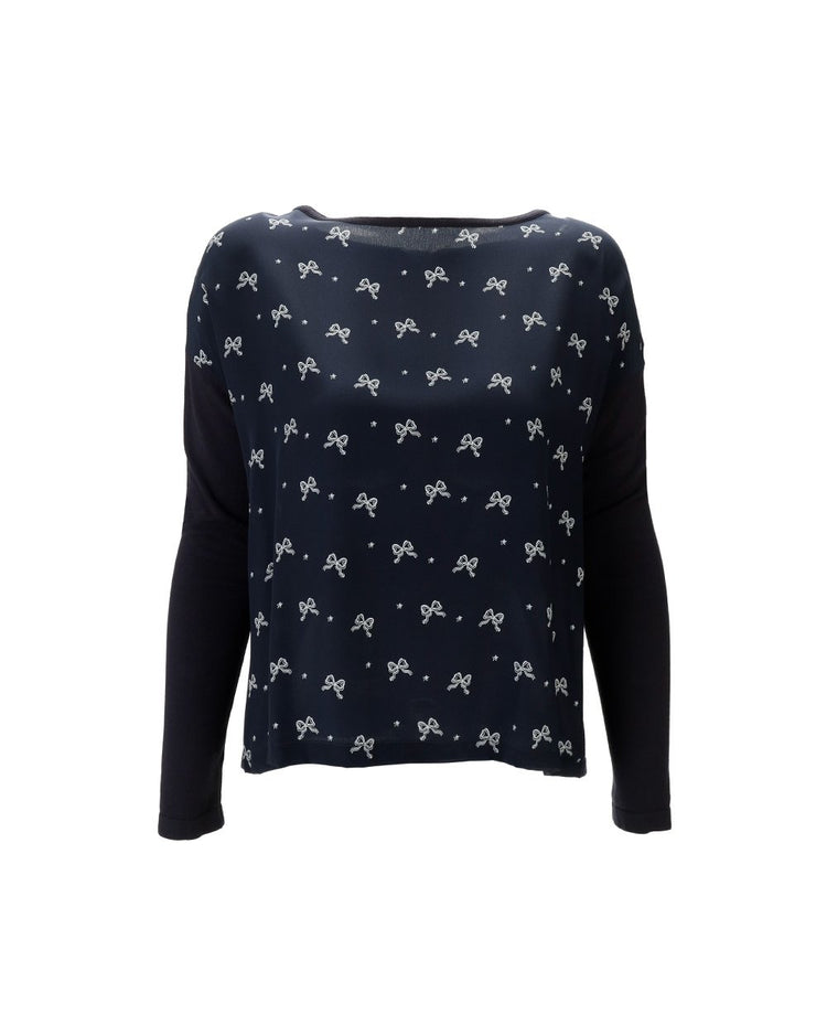 Patterned Long Sleeve Crew Neck Sweater