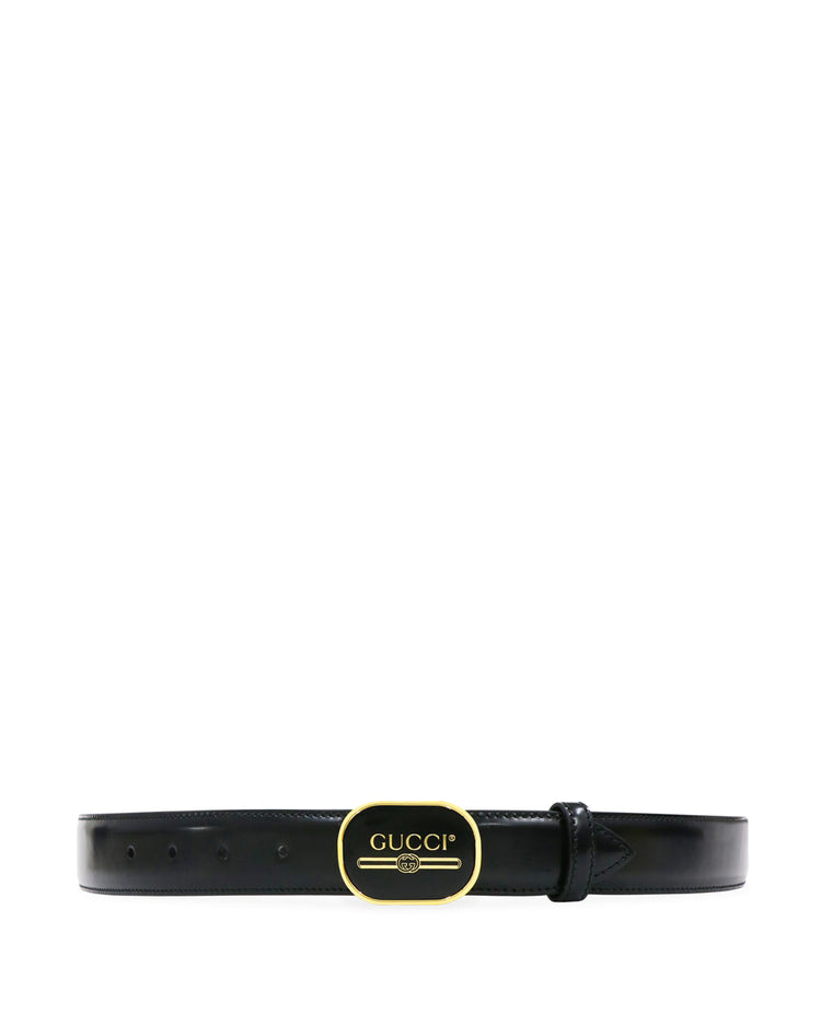 Leather Belt with Gucci Print Buckle 5477540F7FG