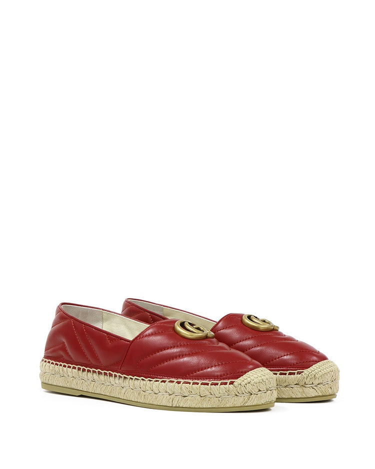 Chevron Leather Espadrille with Double G