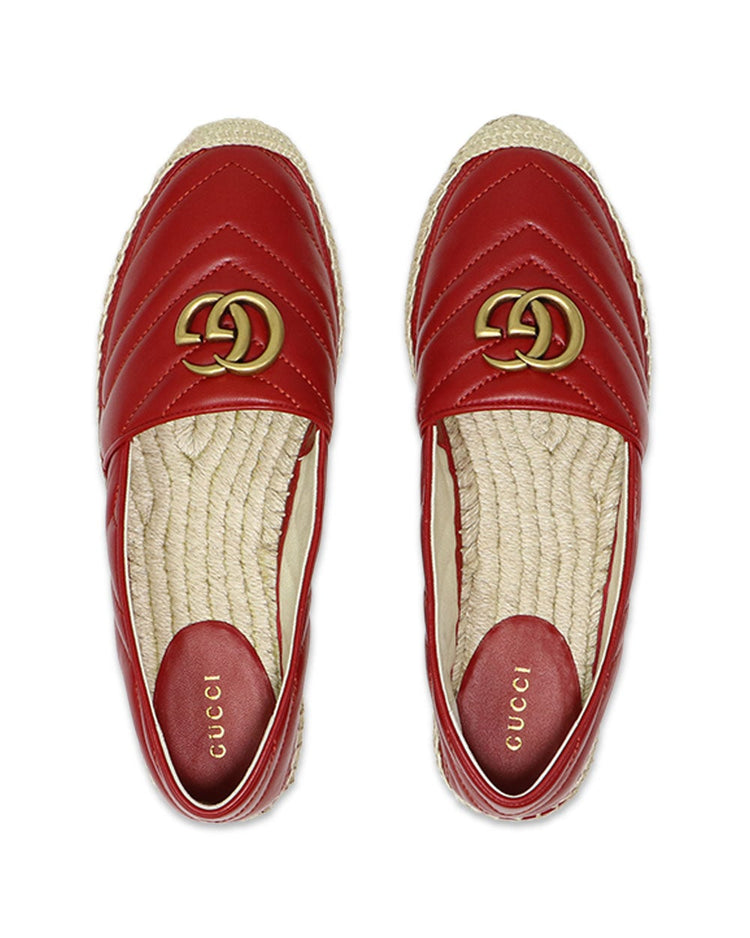 Chevron Leather Espadrille with Double G