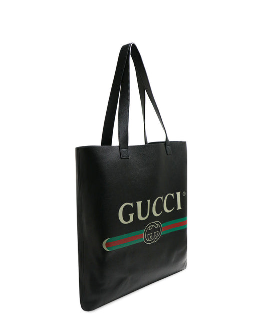 標誌印花皮革托特包