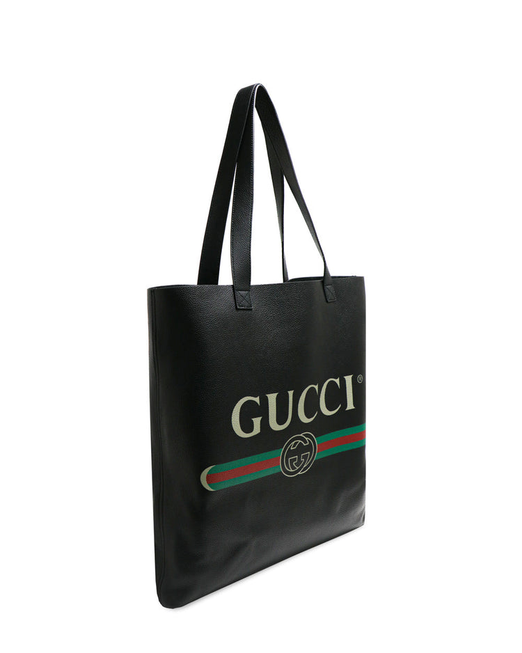 標誌印花皮革托特包